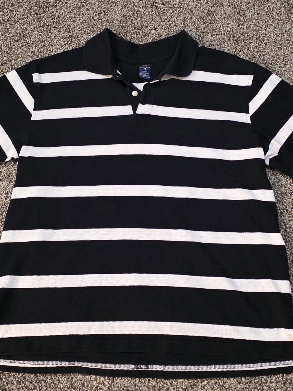 Bugle Boy Black and White Striped Polo Shirt Vintage